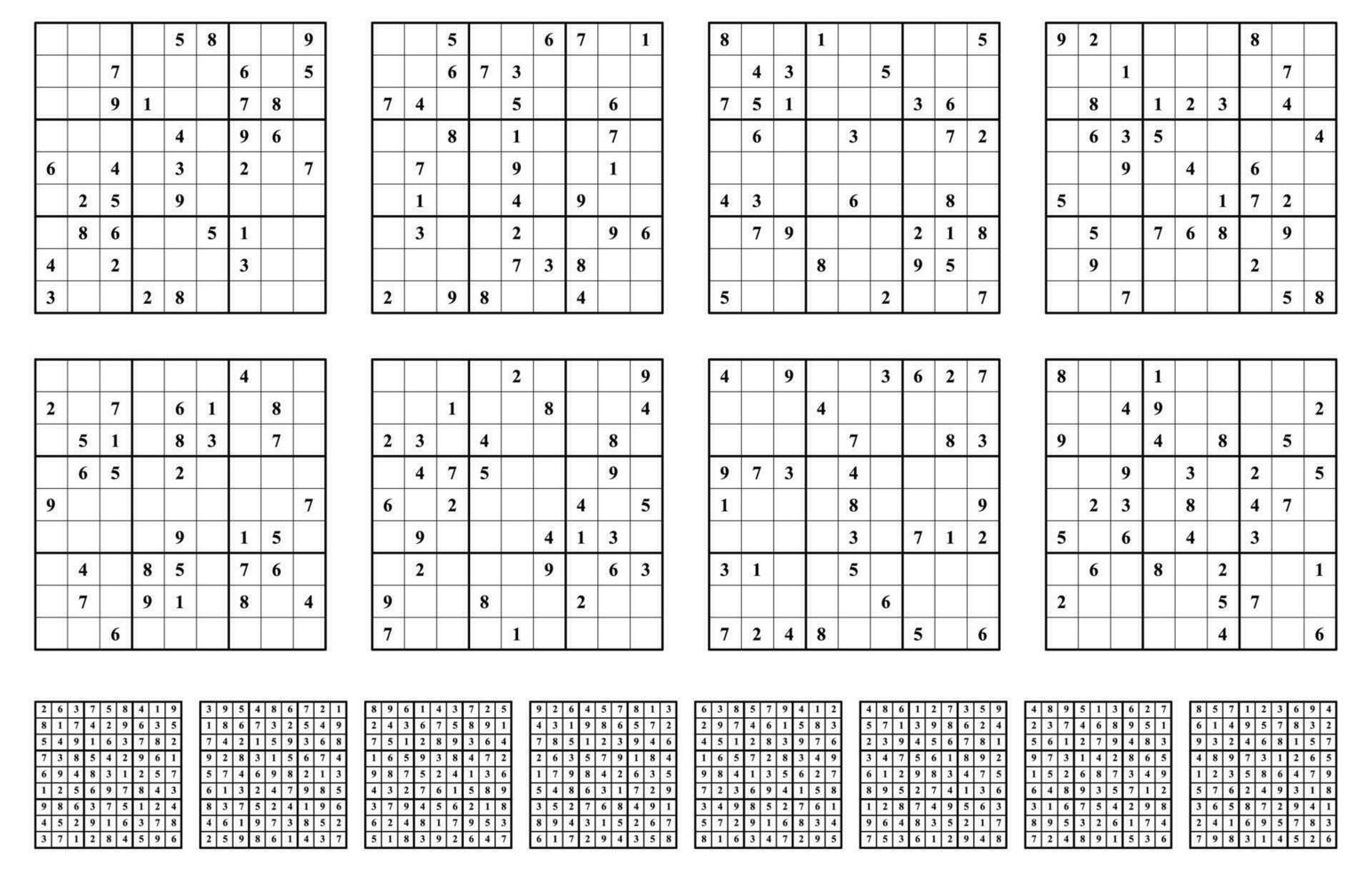 sudoku jogos conjunto com respostas médio dificuldade. 30765528 Vetor no  Vecteezy