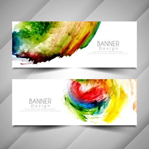 Conjunto de bandeiras elegantes aquarela colorido abstrato vetor