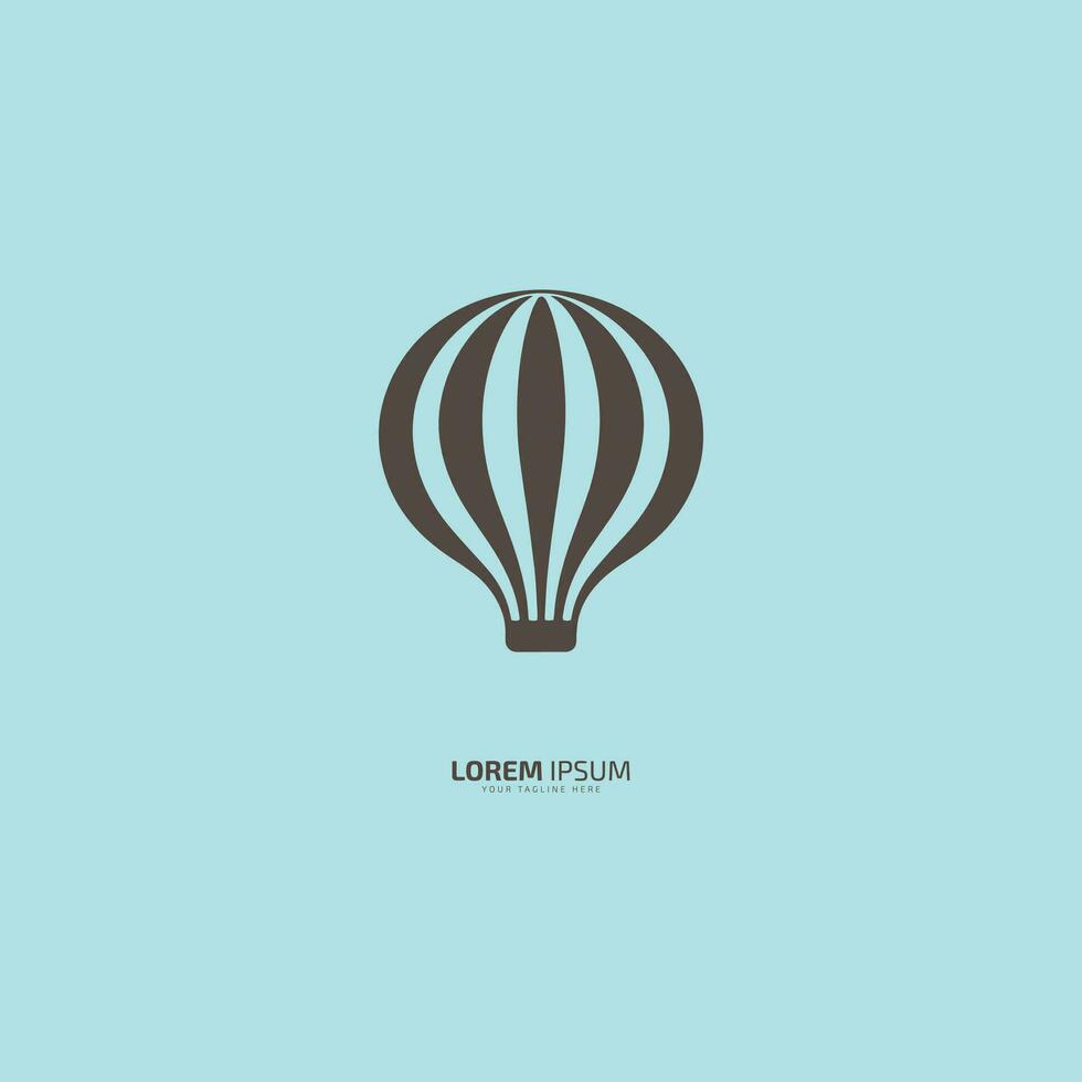 quente ar balão logotipo vetor ícone silhueta em luz azul fundo