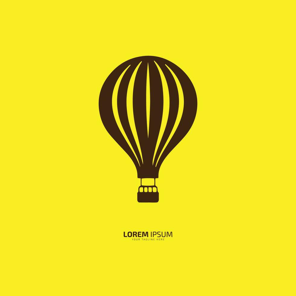 quente ar balão logotipo vetor ícone silhueta em amarelo fundo
