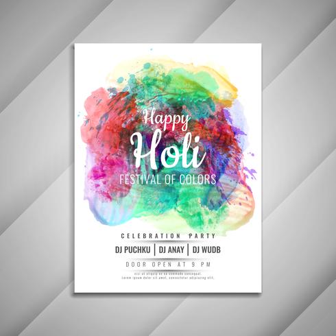 Modelo de design de folheto abstrato feliz Holi celebração vetor