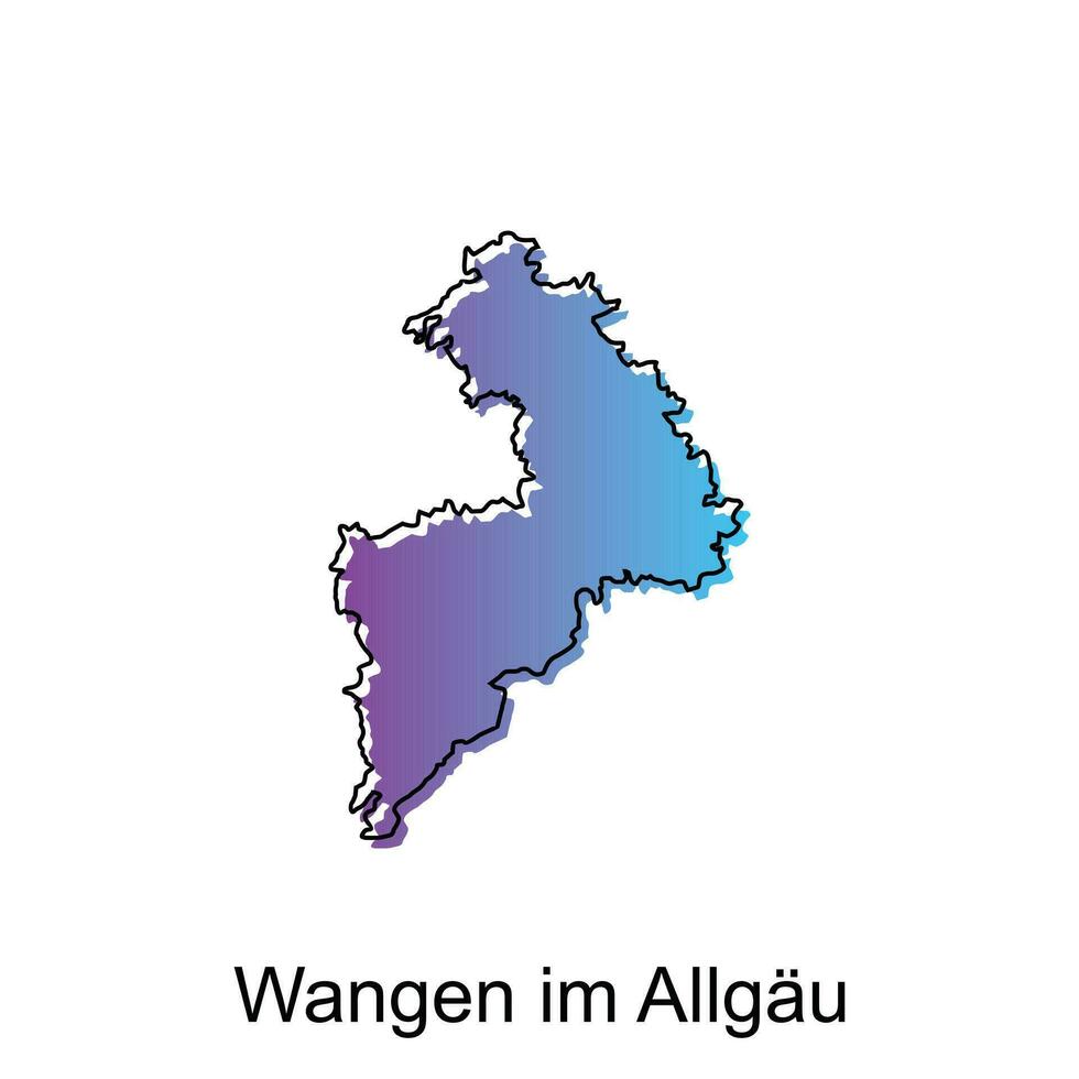 mapa do wagen Eu estou Allgau cidade moderno simples colorida com contorno, ilustração vetor Projeto modelo