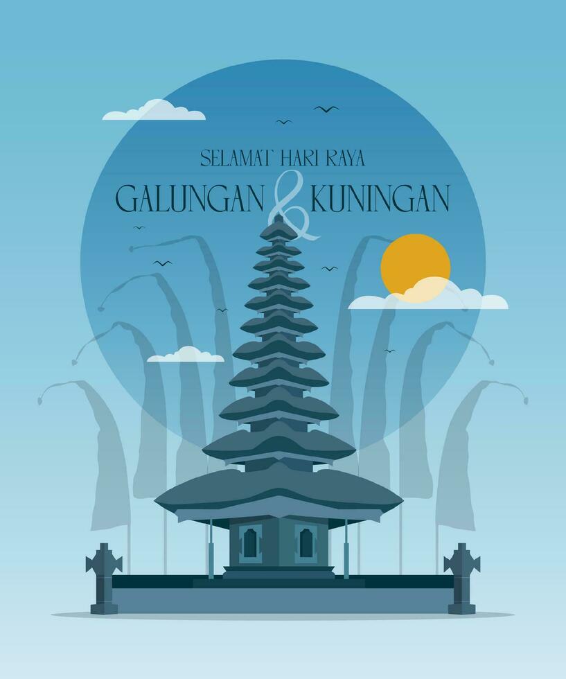 feliz Galungan kuningan dia têmpora vetor