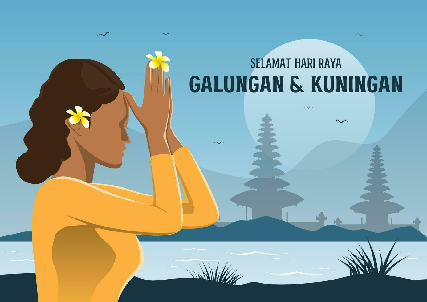 feliz Galungan kuningan dia têmpora vetor