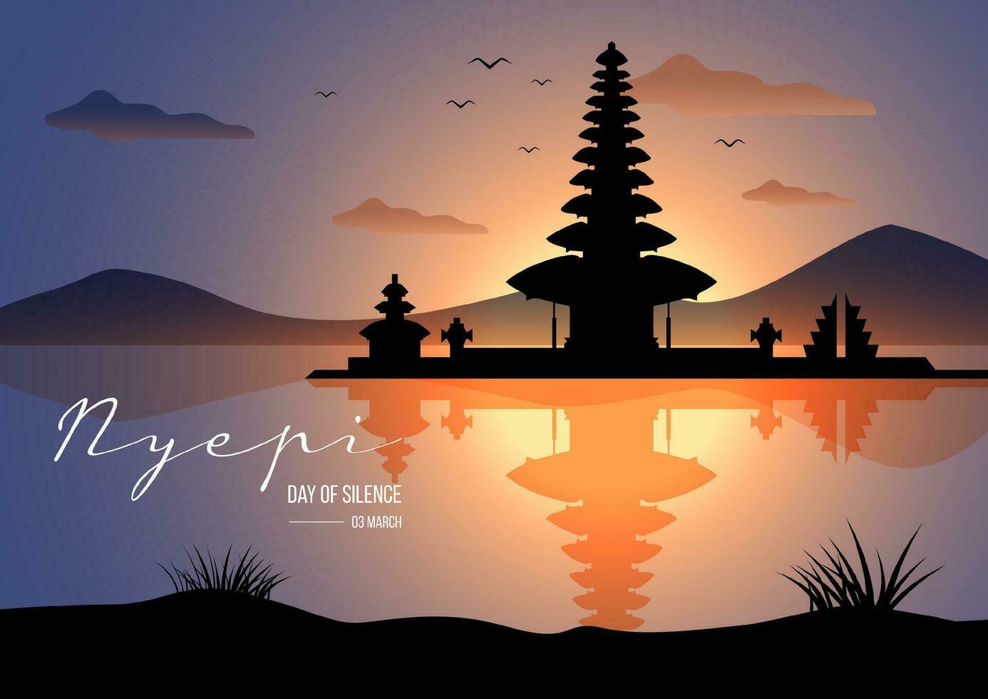 feliz dia do silêncio Nyepi caka vetor