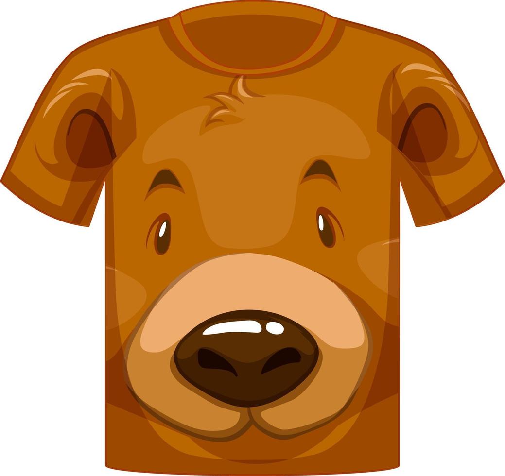 frente da camiseta com rosto de urso fofo vetor