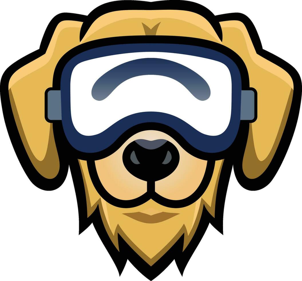 cachorro vestindo uma vr fone de ouvido vetor logotipo modelo , cachorro vestindo uma virtual realidade engrenagem simples logotipo ícone , símbolo estoque vetor imagem