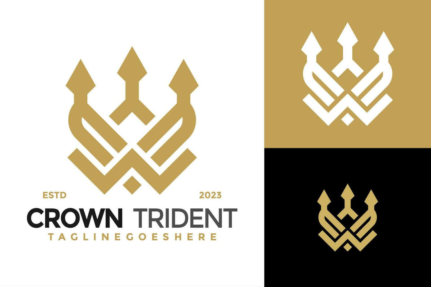 carta W coroa tridente logotipo Projeto vetor símbolo ícone ilustração