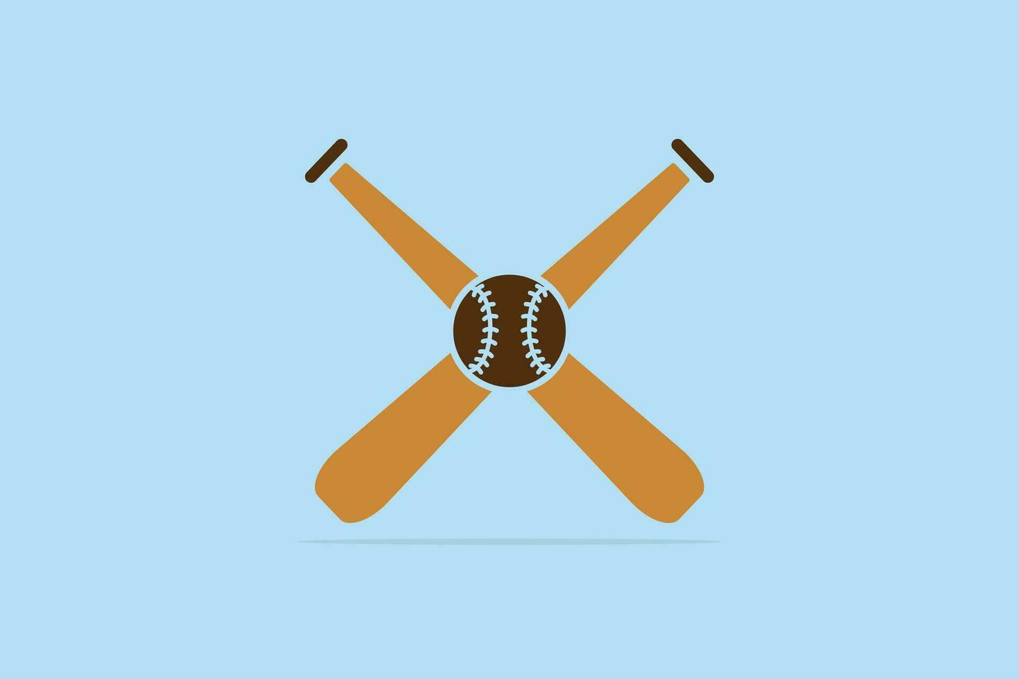 beisebol com Gravetos dentro Cruz placa vetor logotipo Projeto. esporte objeto ícone conceito. beisebol esporte logotipo ícone.