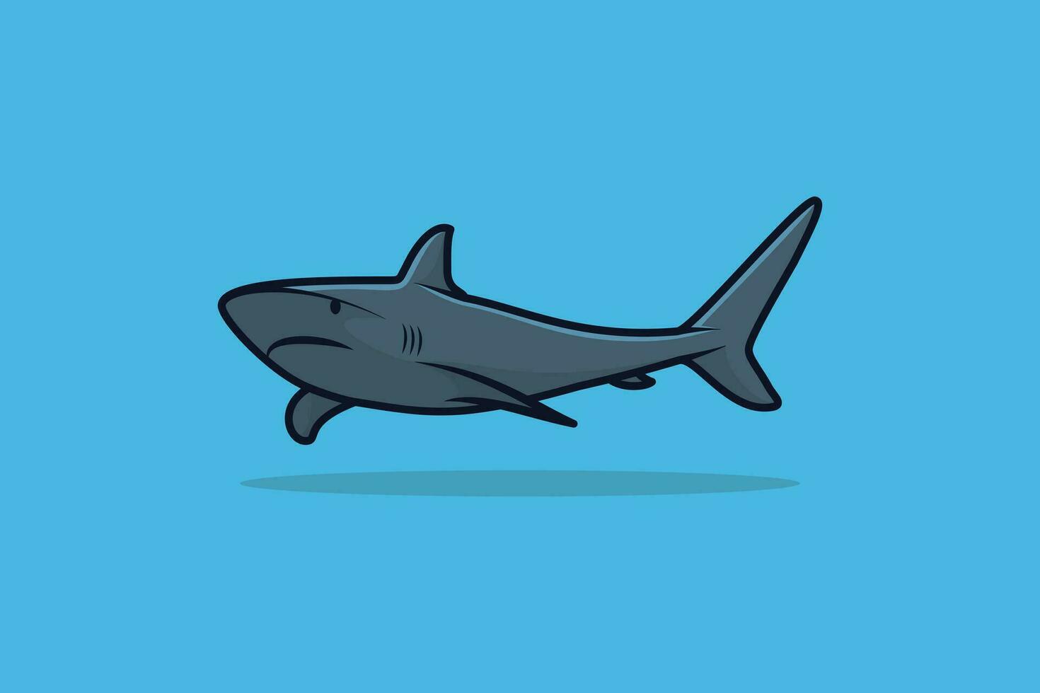 lindo Tubarão peixe vetor ilustração. animal natureza ícone conceito. Tubarão peixe desenho animado mascote personagem vetor Projeto.