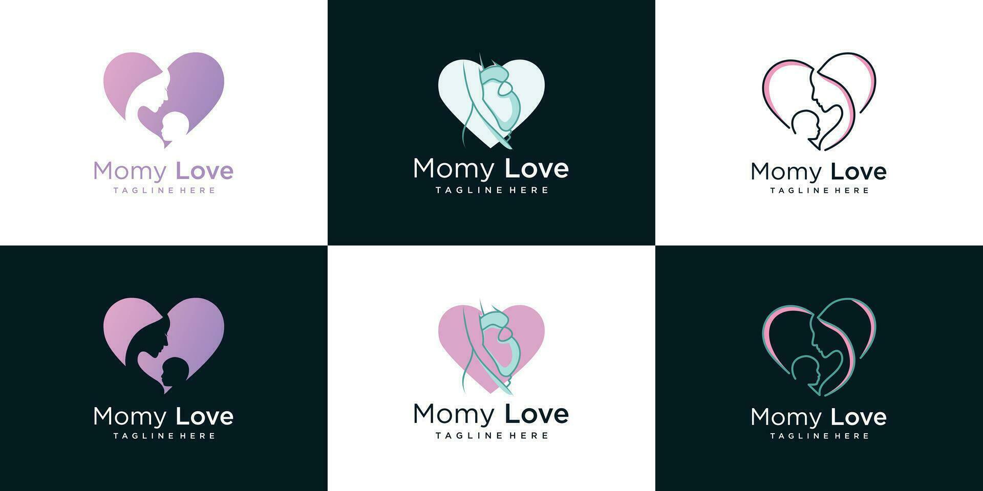 mãe e bebê logotipo Projeto coleção com moderno único estilo Prêmio vetor