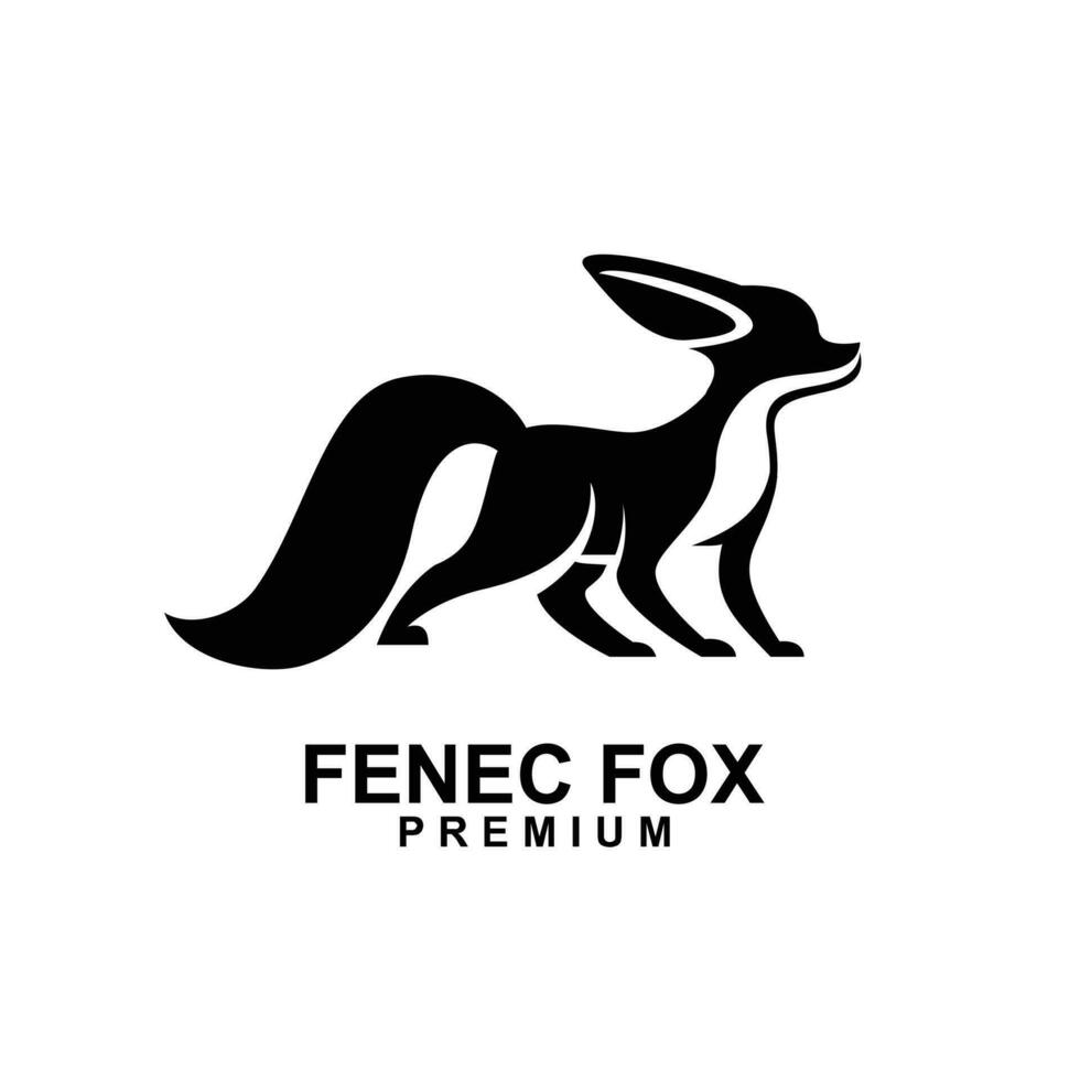 fennec Raposa logotipo ícone Projeto ilustração negativo Preto branco vetor