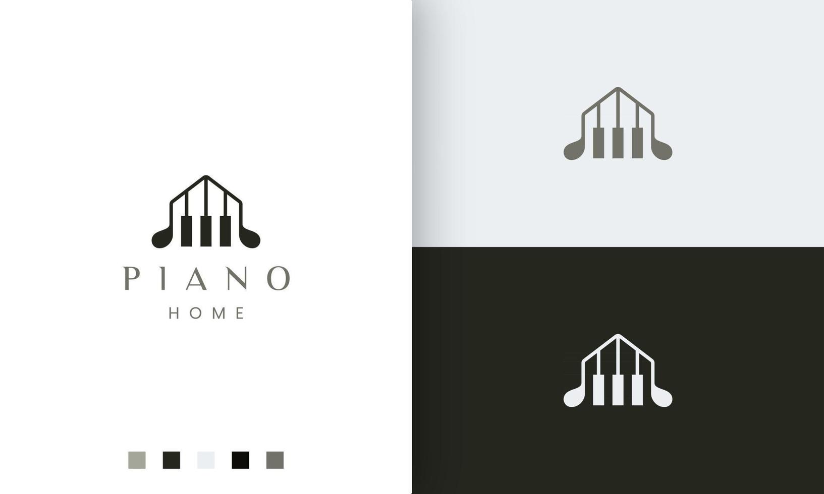 ícone ou logotipo simples e moderno da casa de piano vetor