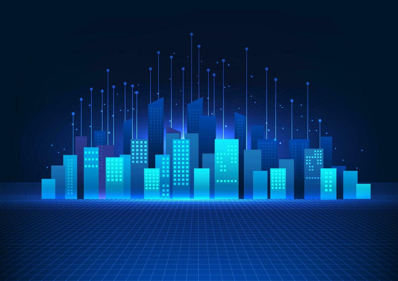 inteligente cidade tecnologia a cidade tem circuitos atrás a grade. inteligente cidade é uma cidade este usa tecnologia para Socorro gerir a bem estar e econômico meio Ambiente do a cidade. vetor