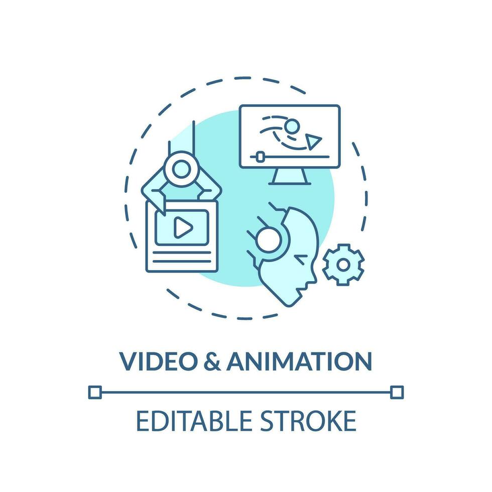 editável vídeo e animação ícone conceito, isolado vetor, ai para seo azul fino linha ilustração. vetor