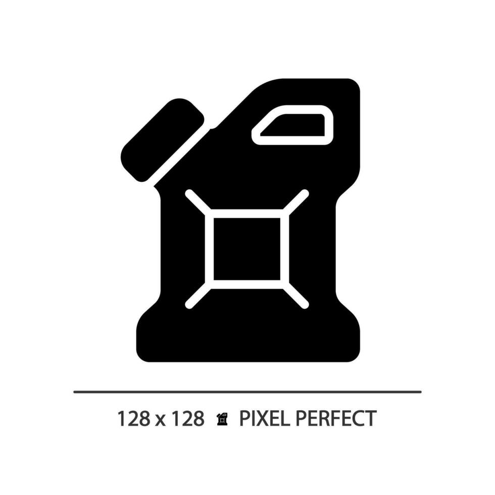 bidão Preto glifo ícone. plástico vasilha. jerry pode. motor óleo garrafa. combustível recipiente. diesel pode. reabastecimento carro. silhueta símbolo em branco espaço. sólido pictograma. vetor isolado ilustração