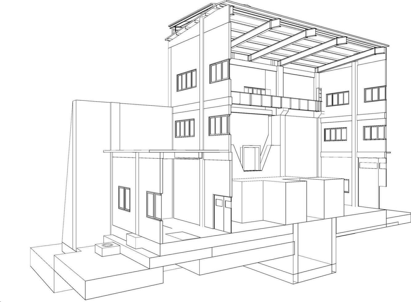 3d ilustração do industrial construção vetor