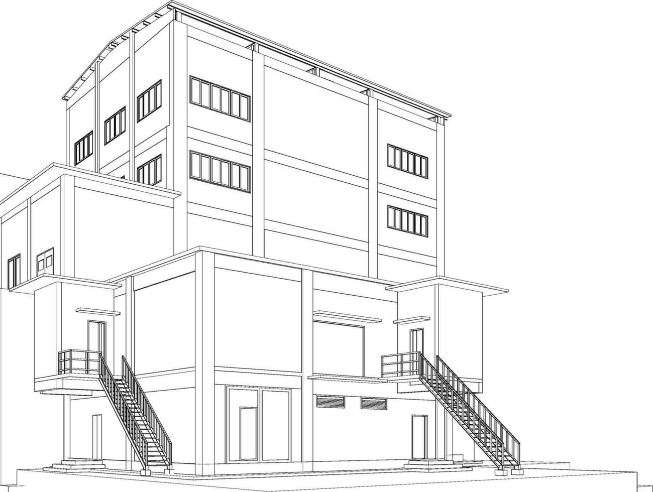 3d ilustração do industrial construção vetor