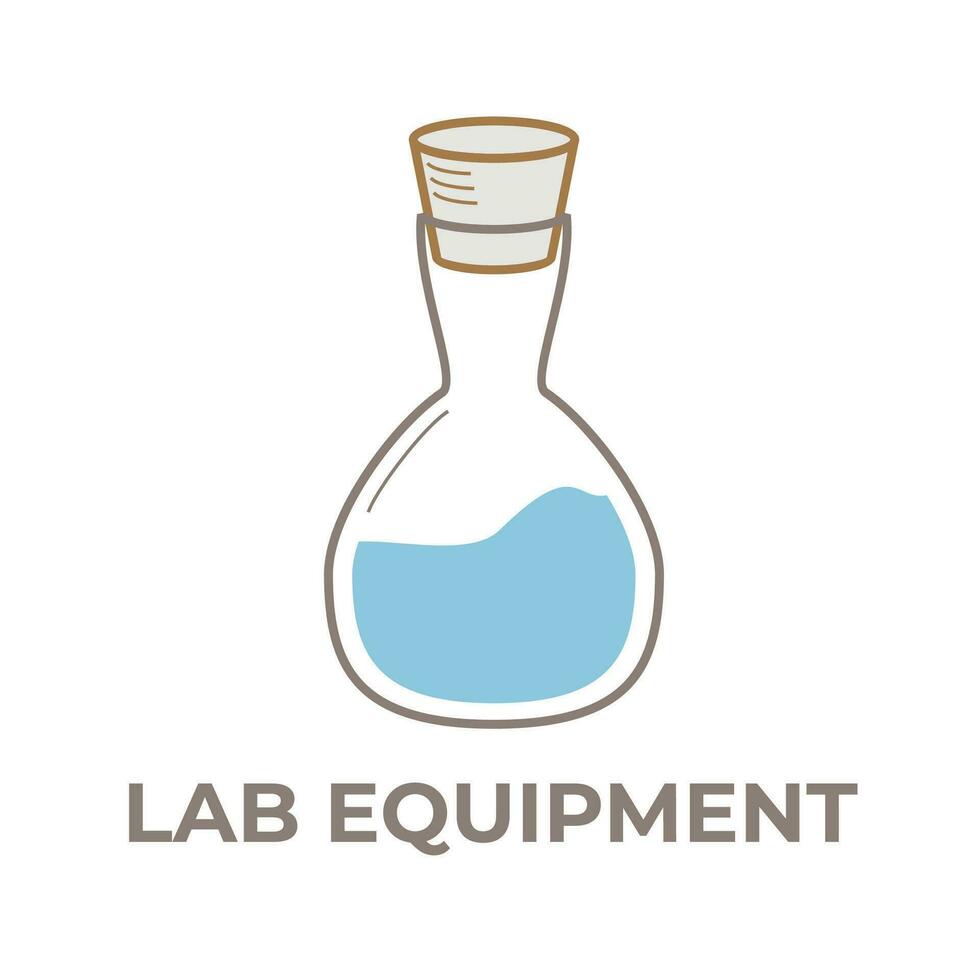 laboratório equipamento rótulo projeto, química laboratório vidro jarra vetor