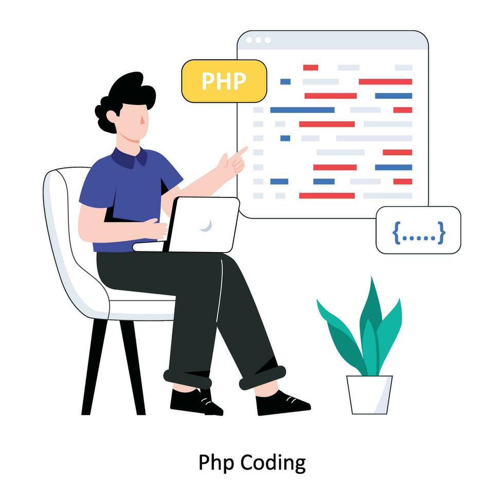 php codificação plano estilo Projeto vetor ilustração. estoque ilustração