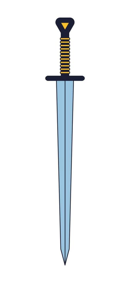 medieval aço espada plano linha cor isolado vetor objeto. afiado arma. editável grampo arte imagem em branco fundo. simples esboço desenho animado local ilustração para rede Projeto