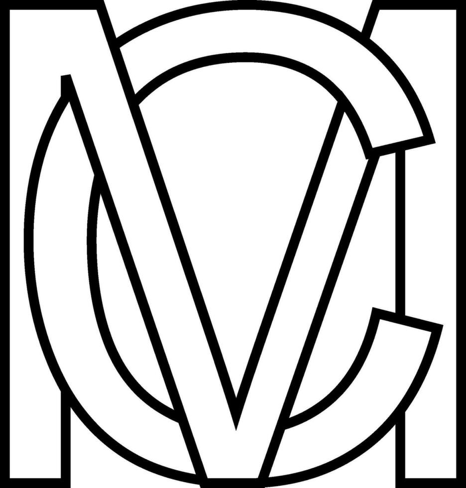 logotipo placa mc cm ícone placa entrelaçado cartas m c vetor