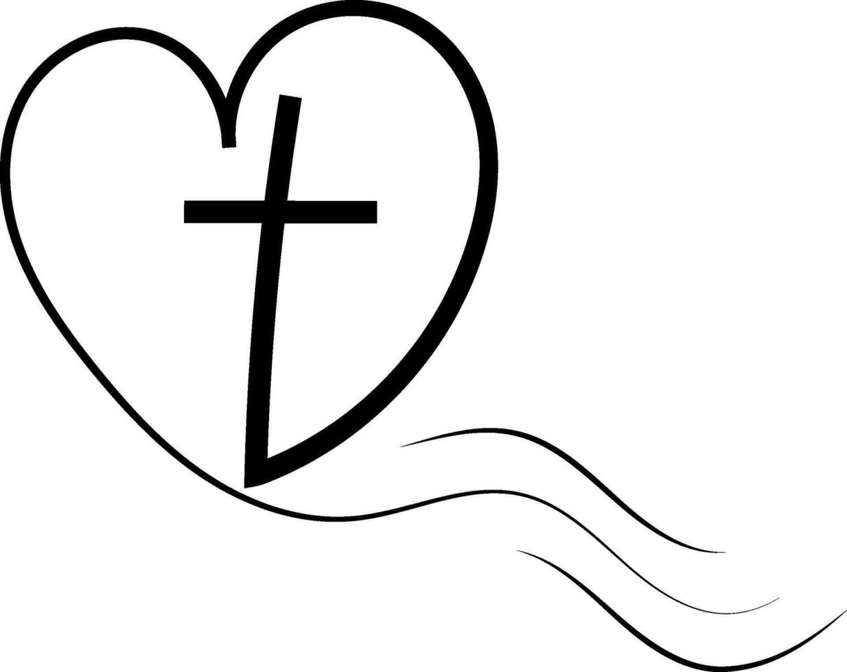 logotipo modelo igrejas amor Deus Cruz coração. religioso caligrafia Cruz vetor