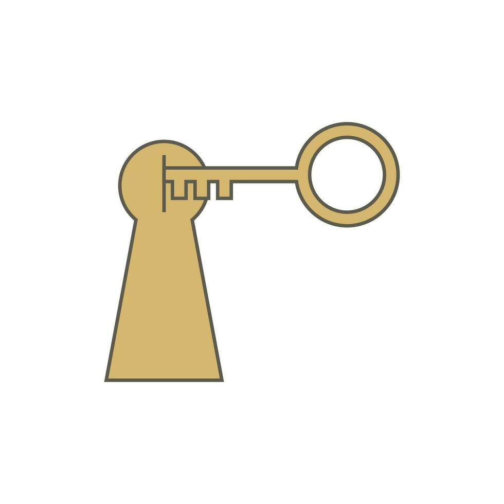 buraco da fechadura e chave logotipo Projeto vetor