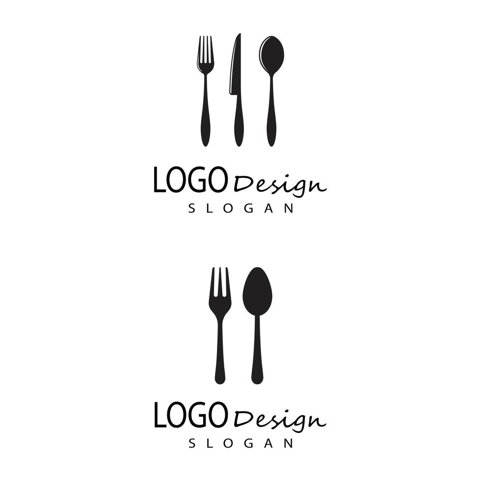 ilustração do modelo do logotipo de colher e garfo vetor