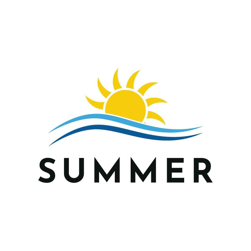 simples verão onda com Sol logotipo Projeto vetor