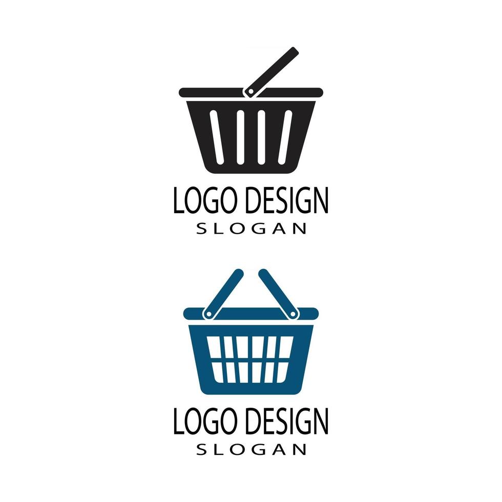 loja de cestas e logotipo do carrinho de compras ilustração vetorial design vetor