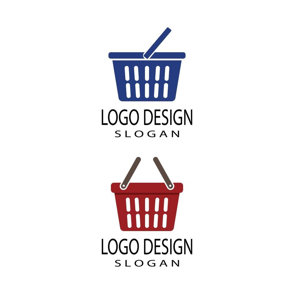 loja de cestas e logotipo do carrinho de compras ilustração vetorial design vetor