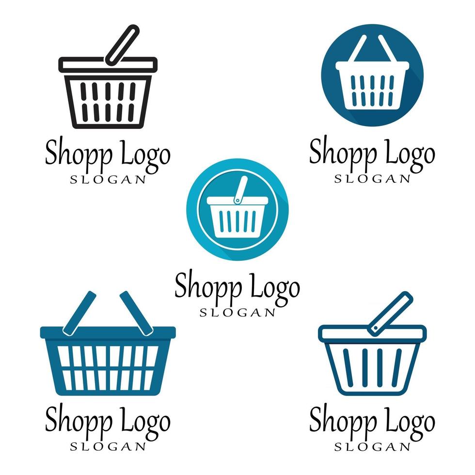 loja de cestas e logotipo do carrinho de compras ilustração vetorial design vetor