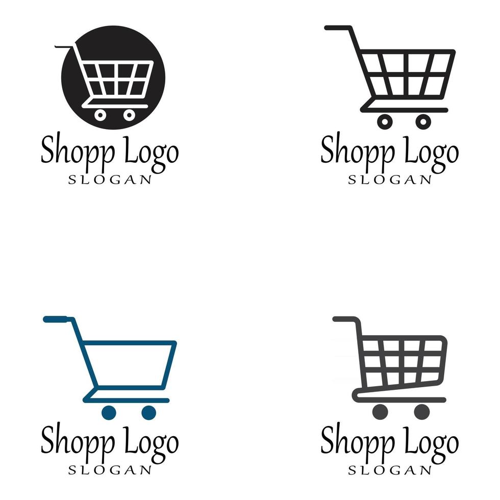 loja de cestas e logotipo do carrinho de compras ilustração vetorial design vetor