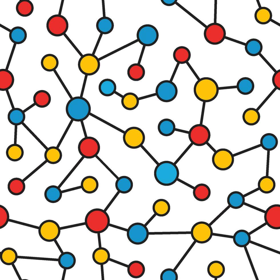 colorida pontos molecular rede padronizar recorrente em azul fundo vetor