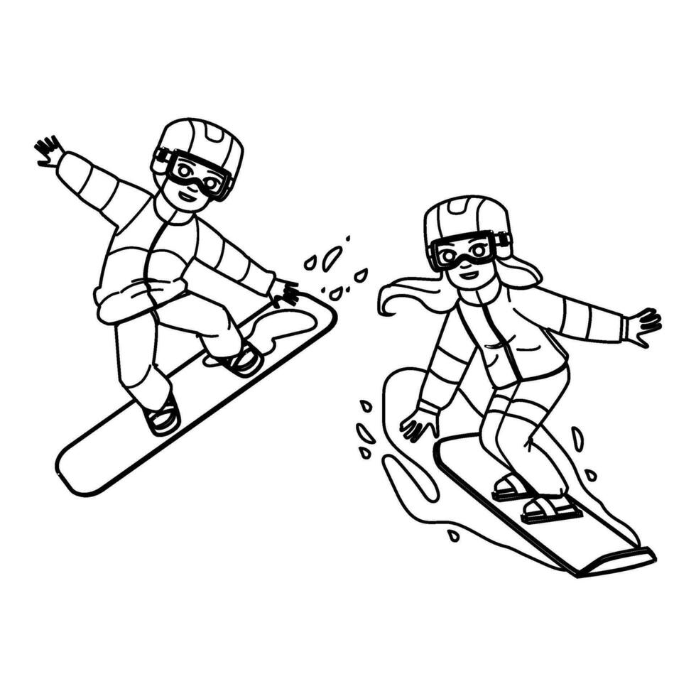 snowboard criança vetor