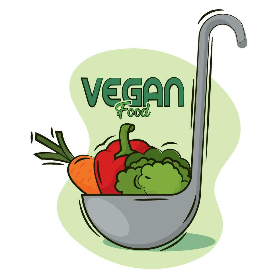colher com uma grupo do legumes vegano Comida estilo de vida vetor