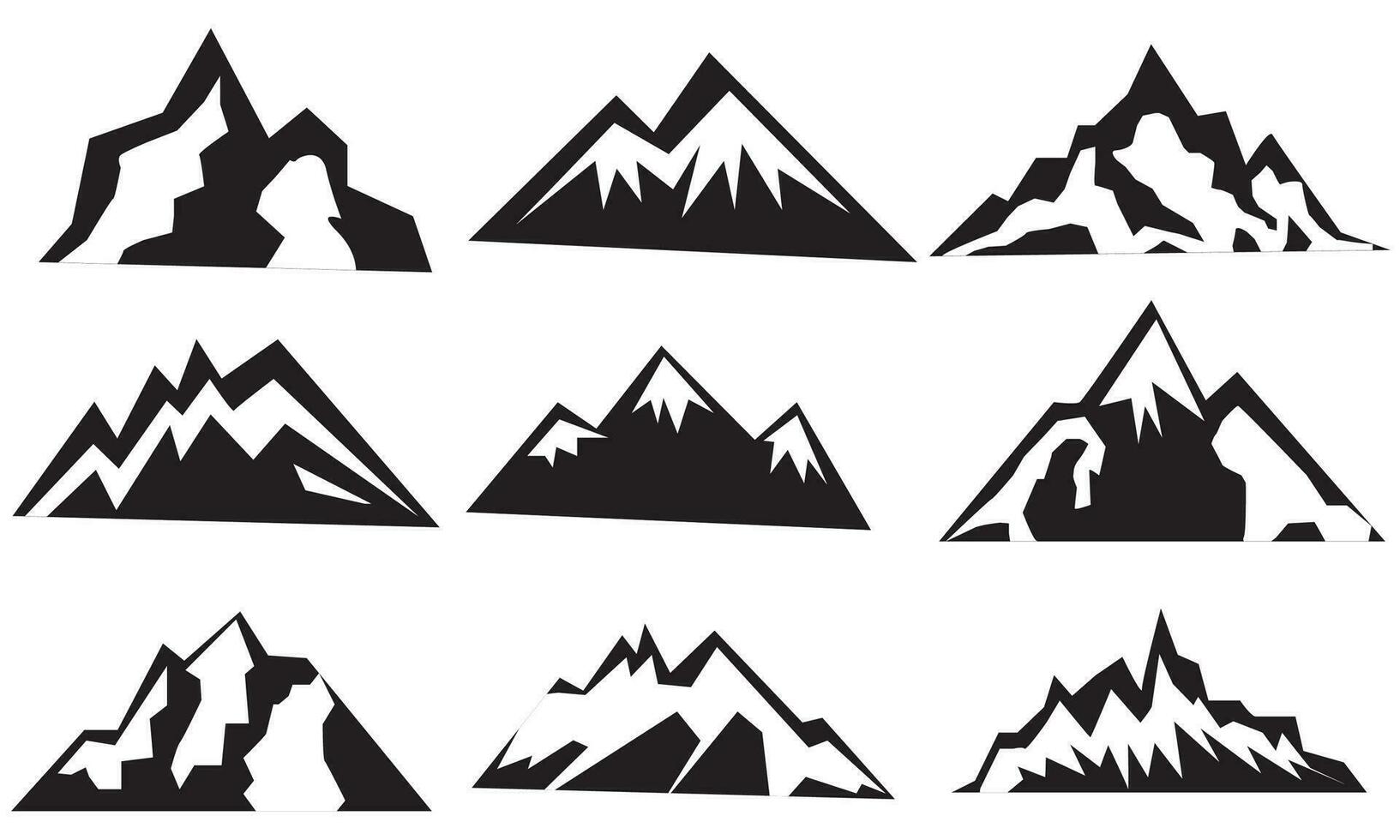 montanha vetor ícones conjunto montanha silhueta vector.print