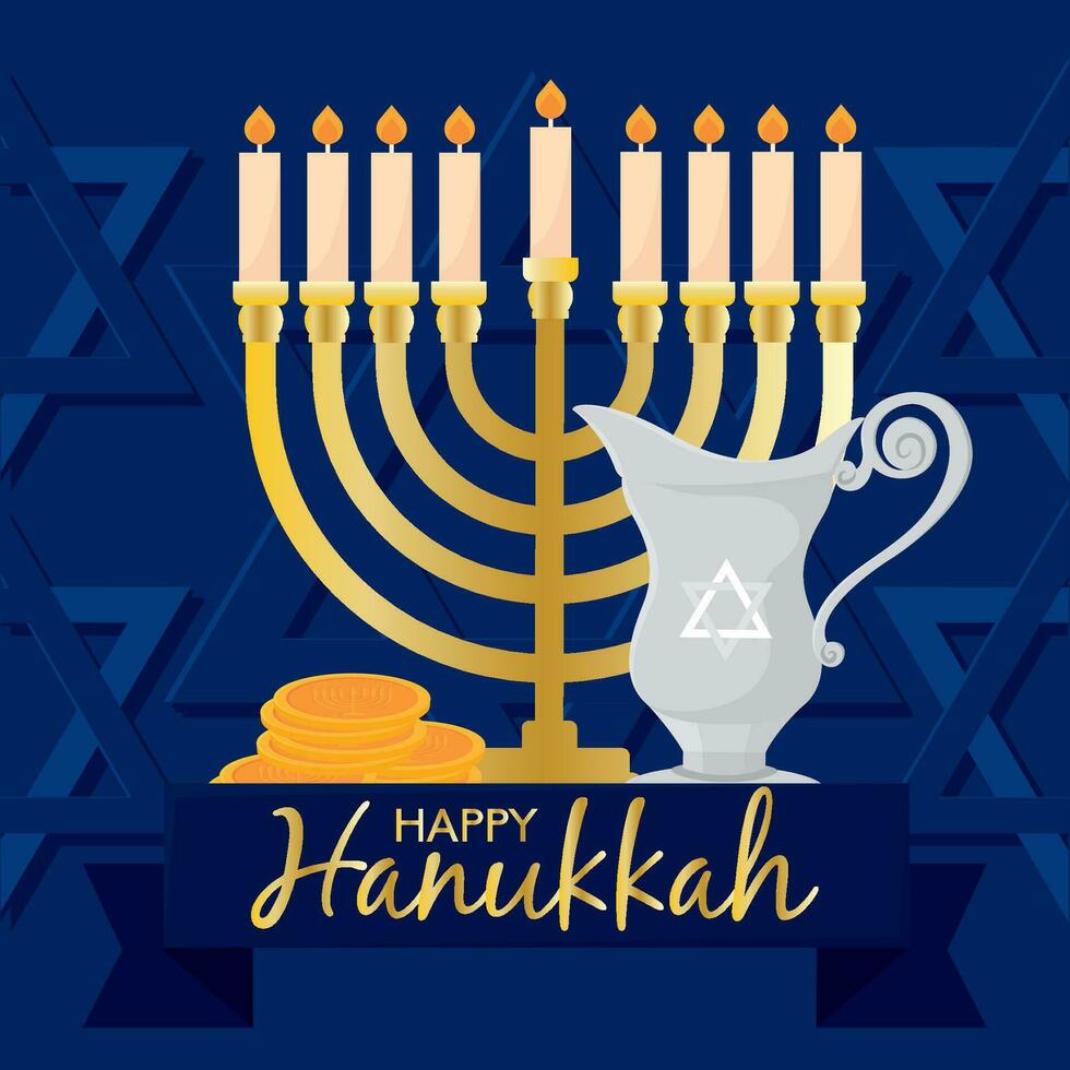 colori feliz hanukkah modelo com uma menorah vetor