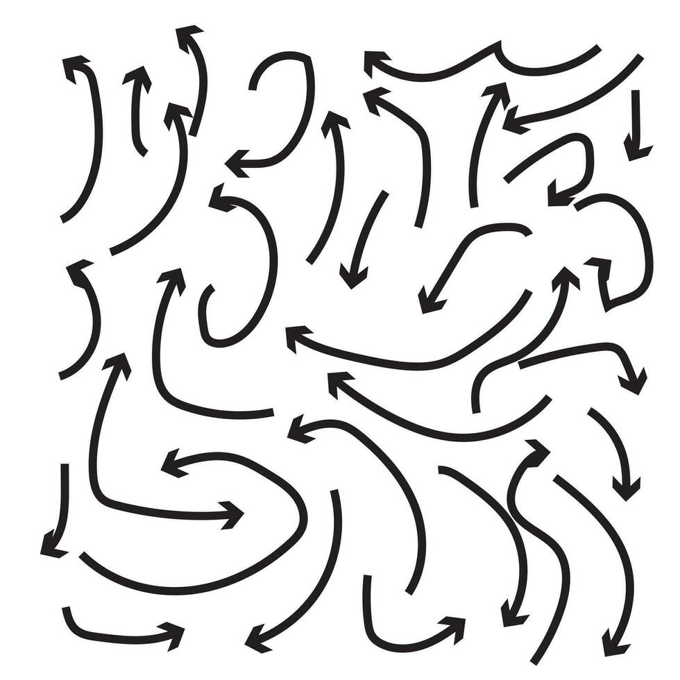 isolado vetor Setas; flechas, mão desenhado em uma branco fundo
