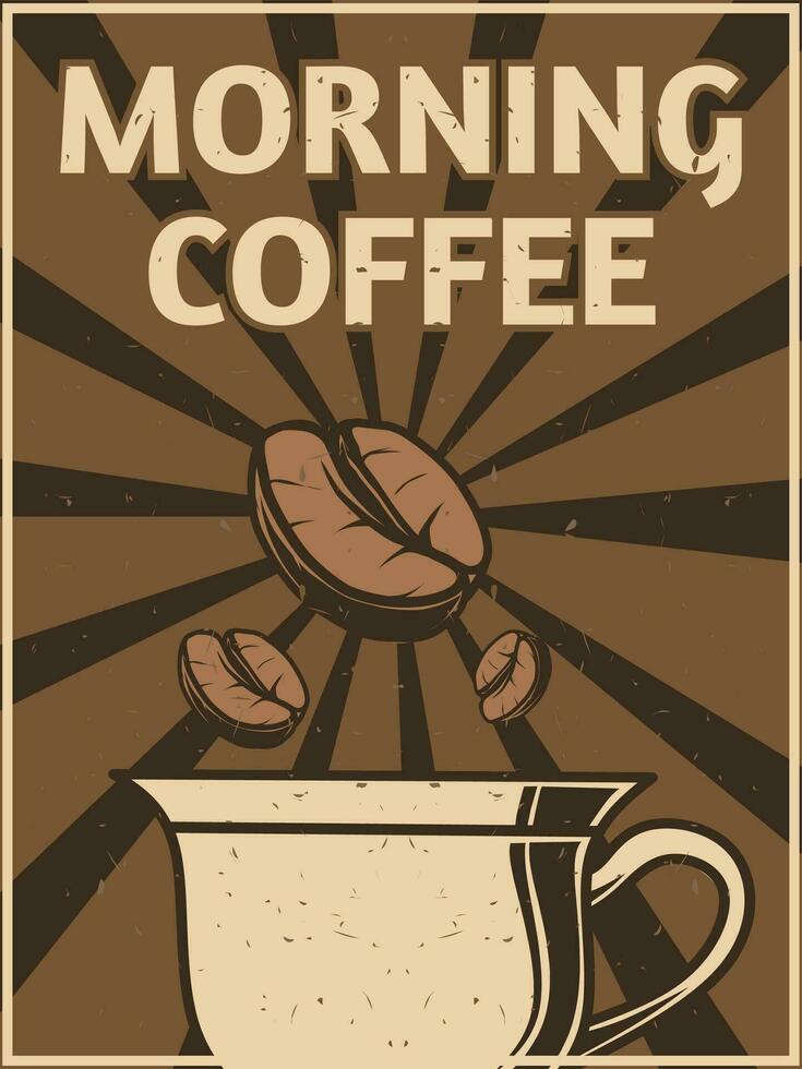 manhã café vintage poster Projeto vetor