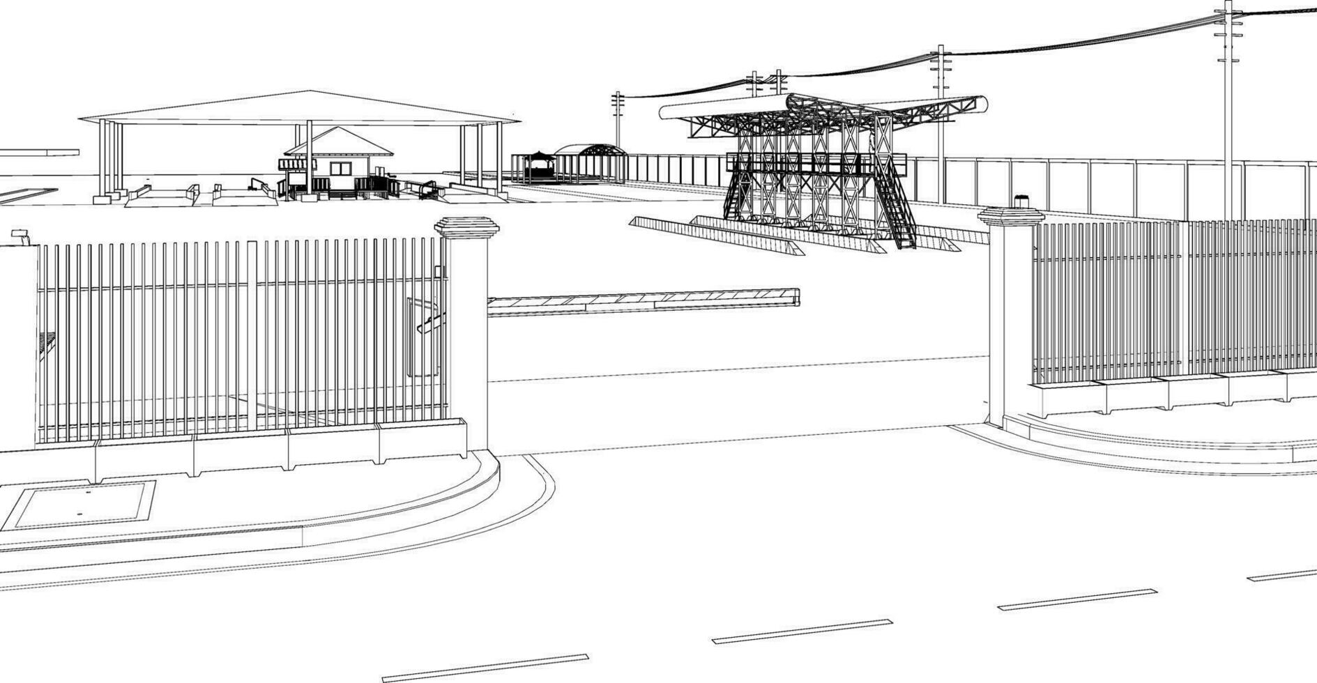 3d ilustração do industrial construção vetor