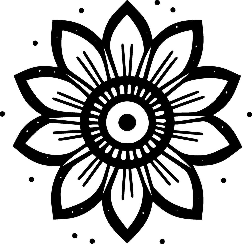 flor - Preto e branco isolado ícone - vetor ilustração