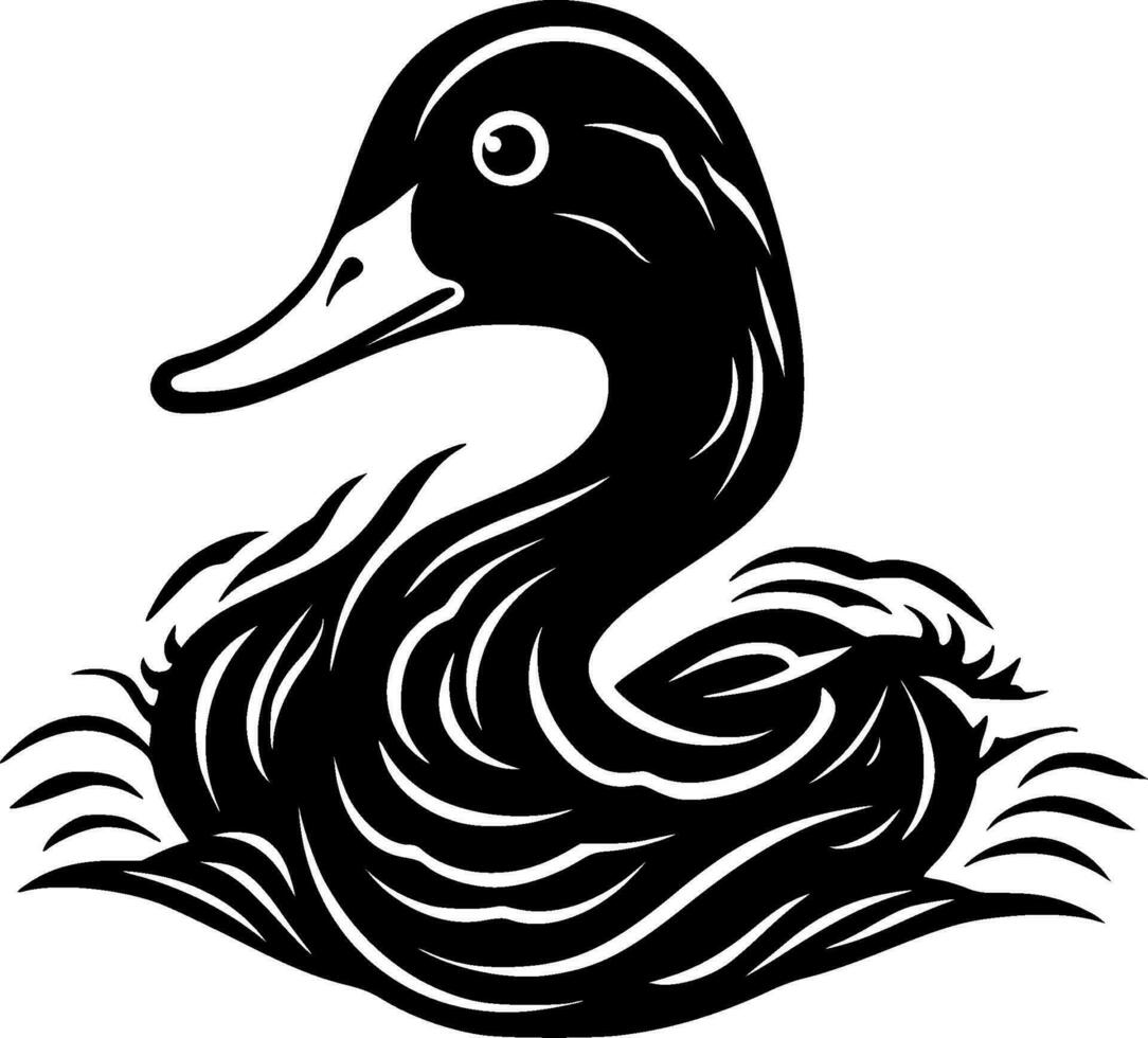 Pato - Preto e branco isolado ícone - vetor ilustração