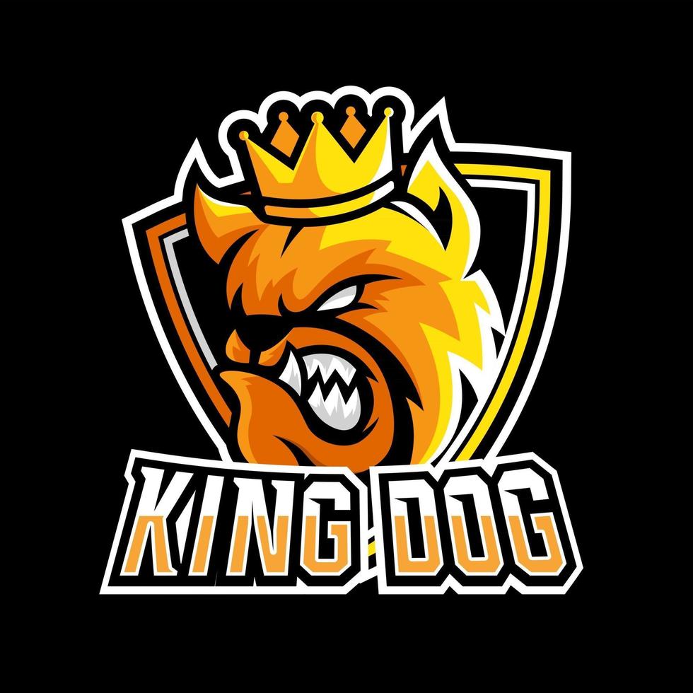 modelo de logotipo do mascote do jogo king bulldog cão animal esport vetor