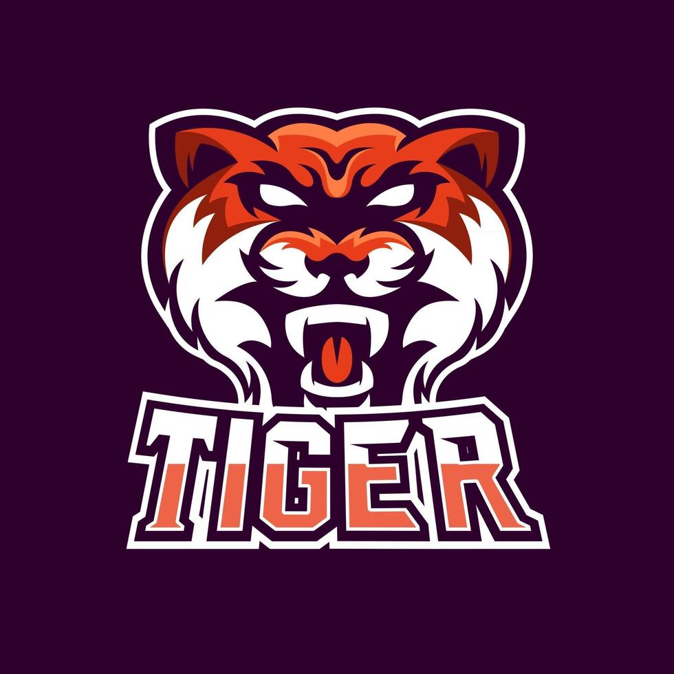 Modelo de logotipo do mascote de jogos tigre esport vetor