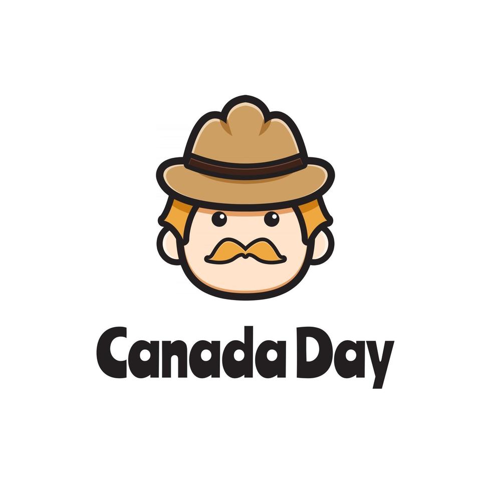 fofo oldman canada day logo cartoon vector icon ilustração