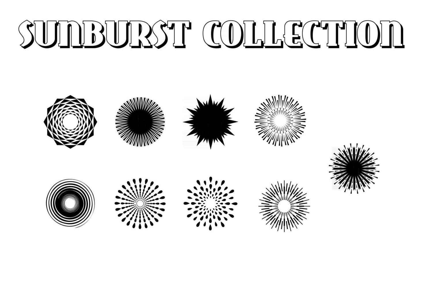 conjunto sunburst. vetor coleção ícone sunburst
