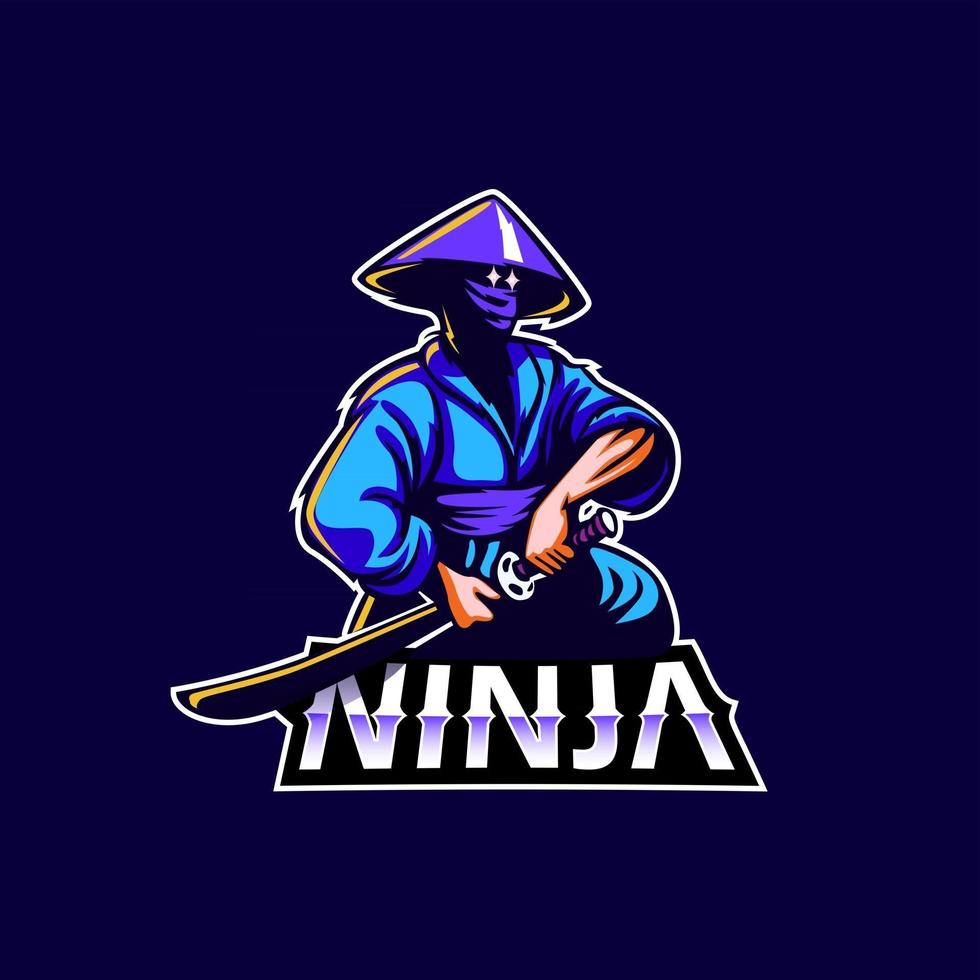 Projeto do ícone do logotipo do mascote ninja vetor