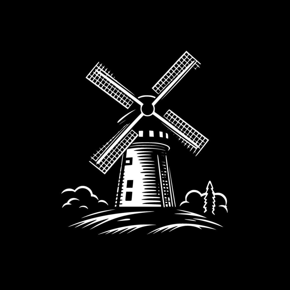 moinho de vento - minimalista e plano logotipo - vetor ilustração
